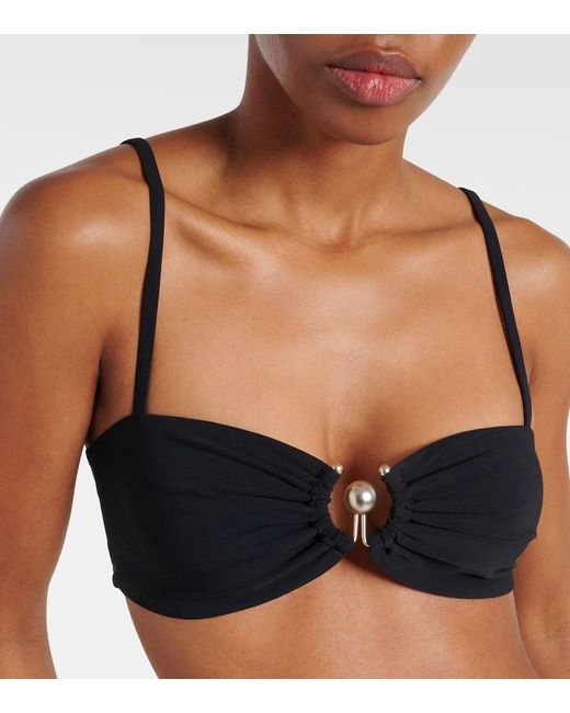 Top bikini a fascia Ruched Prong di Christopher Esber in Black