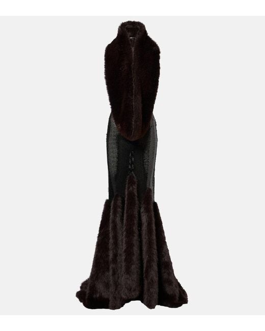 Abito Lungo Con Paillettes di David Koma in Black
