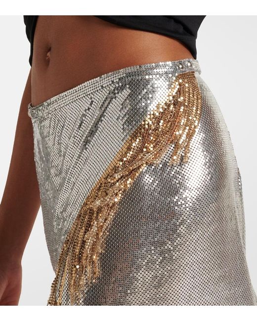 Rabanne Gray Chainmail Asymmetric Midi Skirt