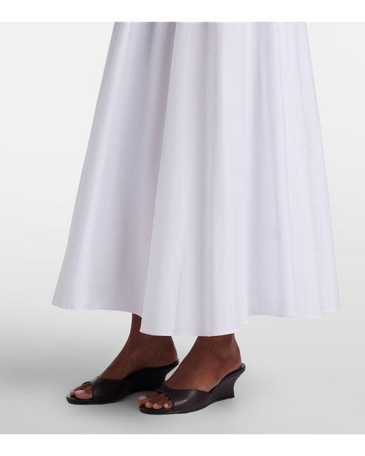 Staud White Milano Pleated Cotton Maxi Skirt