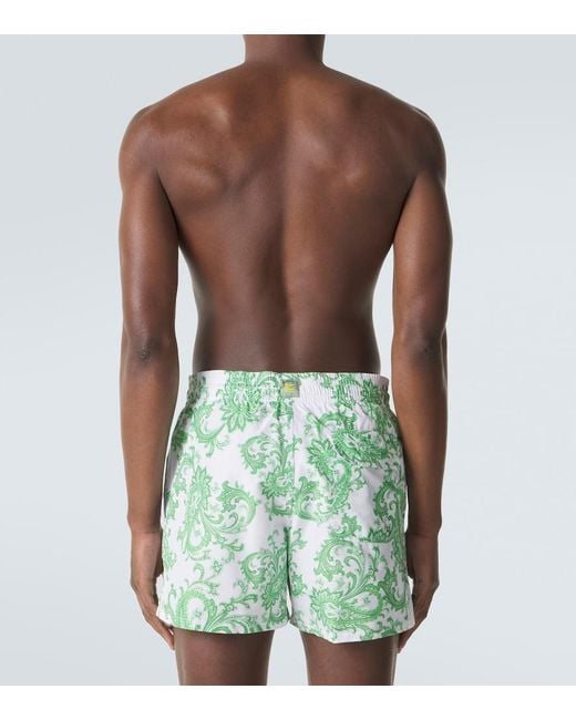 Etro Green Paisley Swim Trunks for men