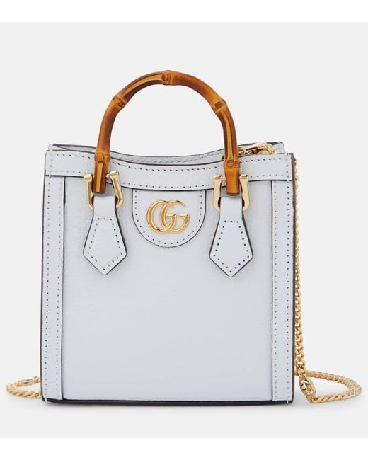 Gucci White Diana Mini Leather Tote Bag