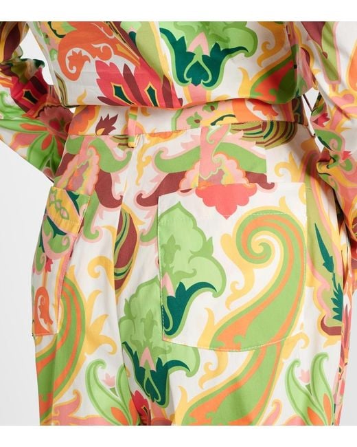 Etro Multicolor Printed Cotton Wide-Leg Pants