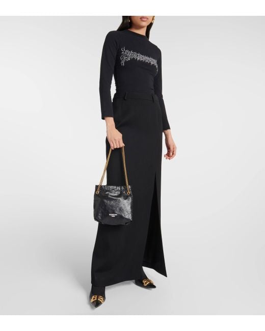 Balenciaga Black Crush Mini Leather Tote Bag