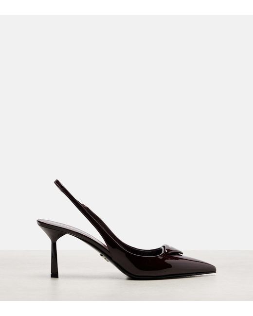 Prada Metallic Patent Leather Slingback Pumps