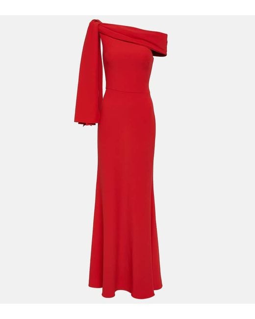 Alexander McQueen Red One-shoulder Draped Crepe Gown