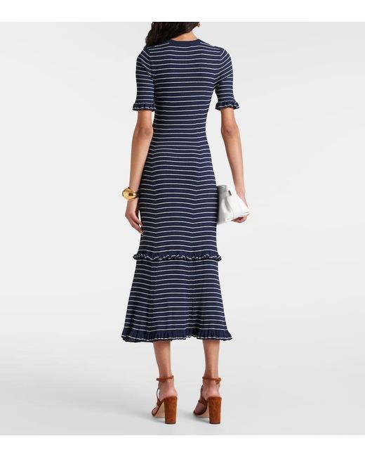 Altuzarra Blue Delpini Striped Ruffled Maxi Dress