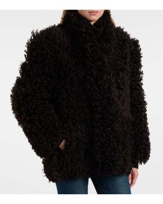 Nour Hammour Black Amara Shearling Coat