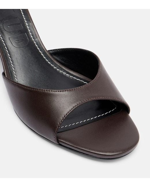 Staud Black Brigitte Leather Wedge Mules