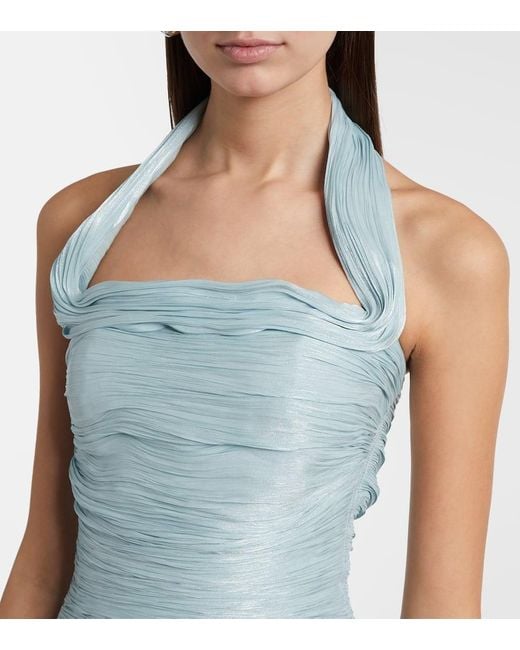 Marmar Halim Blue Robe Aus Crepe