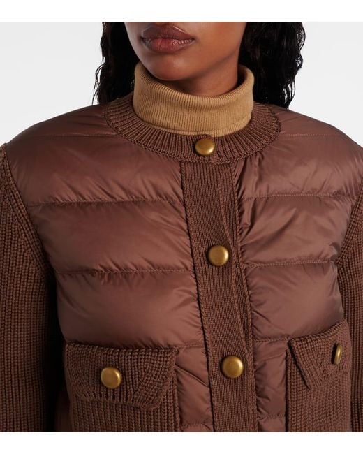 Moncler Brown Wool-Trimmed Down Jacket