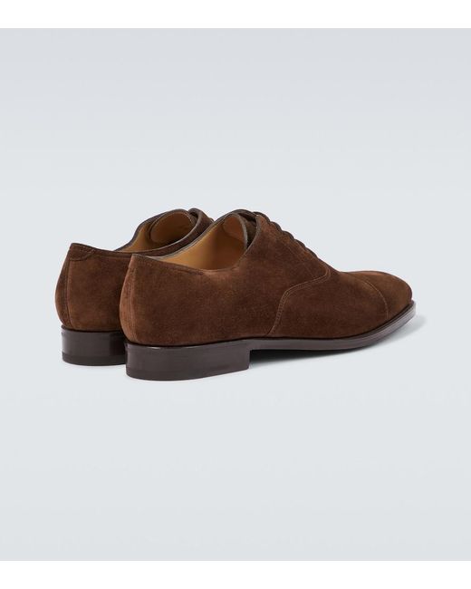 John Lobb Brown City Ii Suede Derby Shoes for men