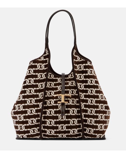 Tod s Medium Boucle Canvas Shopper in Black Lyst UK
