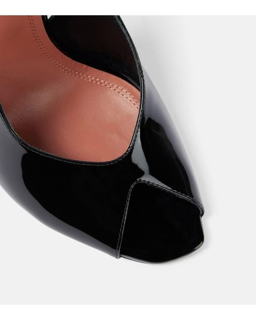 AMINA MUADDI Black Kristina 105 Patent Leather Peep-Toe Pumps