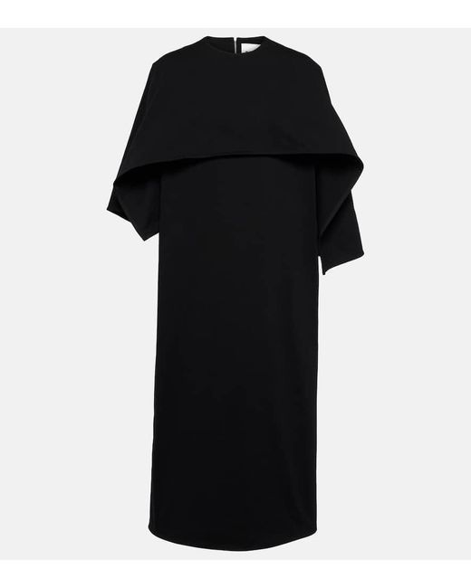 Jil Sander Black Caped Cotton Midi Dress