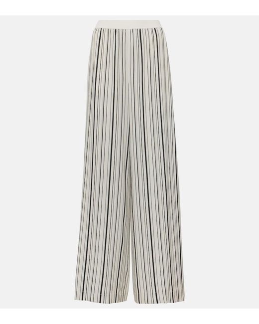Joseph White Hulin Striped Silk Crepe Wide-Leg Pants