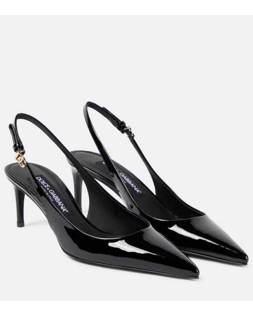 Dolce & Gabbana Black Patent Leather Slingback Pumps