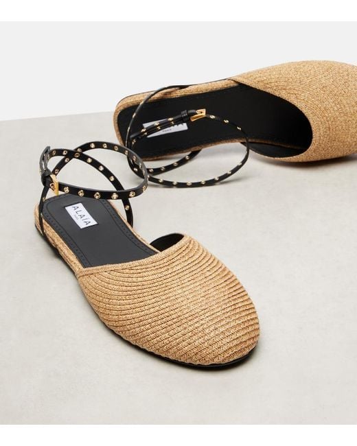 Alaïa Brown Raffia Mules