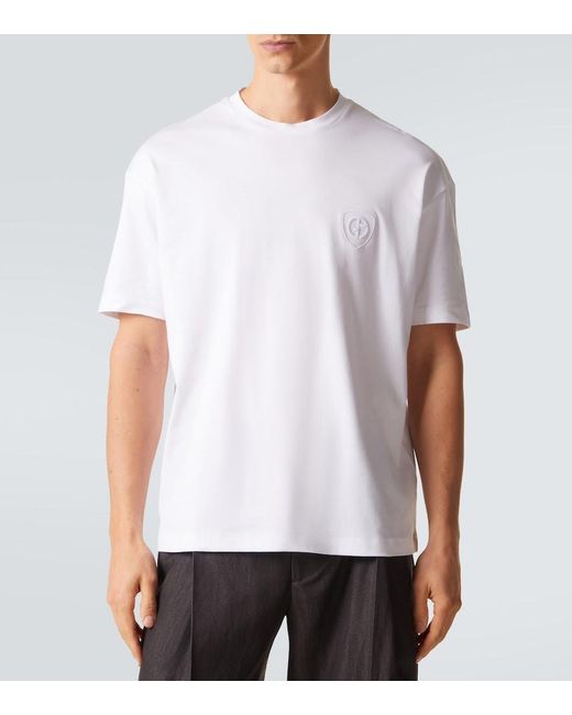 Giorgio Armani White Cotton Jersey T-Shirt for men