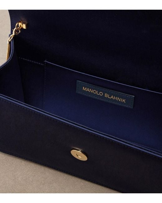Manolo Blahnik Blue Capripla Embellished Satin Clutch