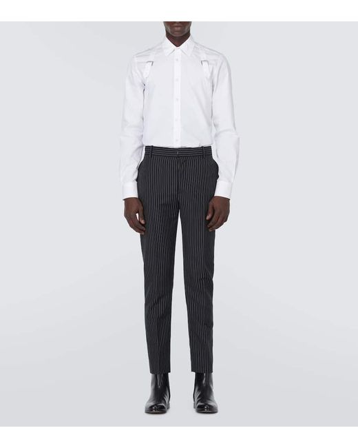 Camicia Harness in popeline di cotone di Alexander McQueen in White da Uomo