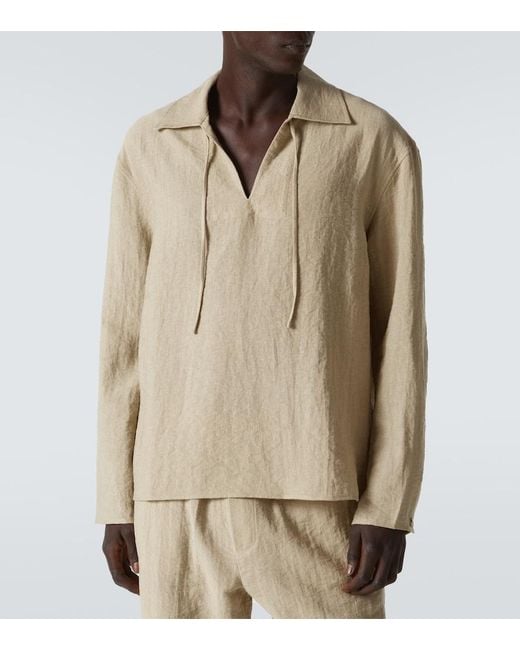 Commas Natural Tie-Neck Shirt for men