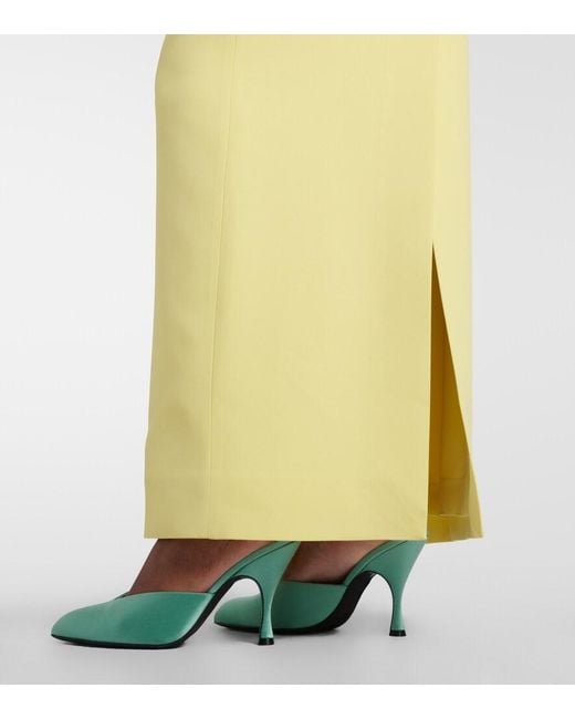 Elie Saab Yellow Embroidered Halterneck Cady Maxi Dress