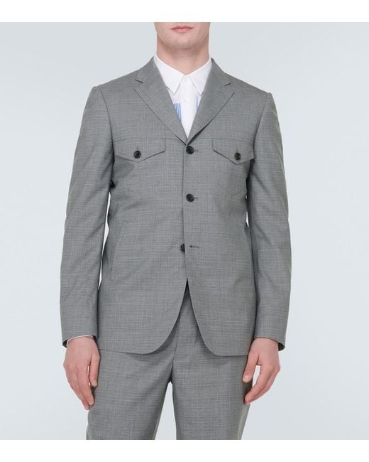 Comme des Garçons Gray Checked Wool Blazer for men