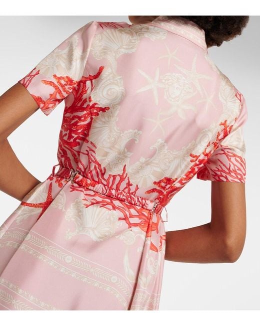 Versace Pink Dress With 'Barocco Sea' Pattern