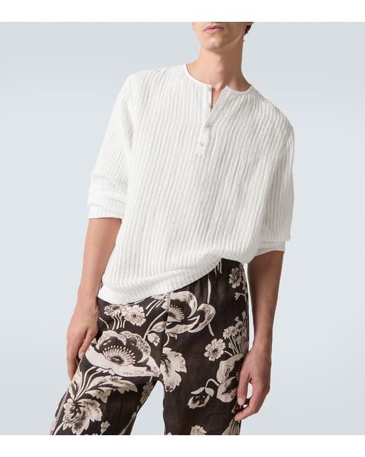 Commas White Striped T-Shirt for men