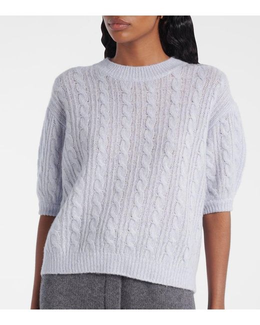 Lisa Yang White Kenzie Cable-Knit Cashmere And Silk Sweater