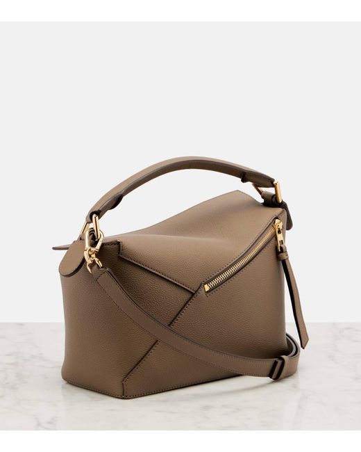 Loewe Brown Puzzle Edge Small Leather Tote Bag