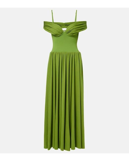 Jonathan Simkhai Green Amarantha Draped Jersey Midi Dress