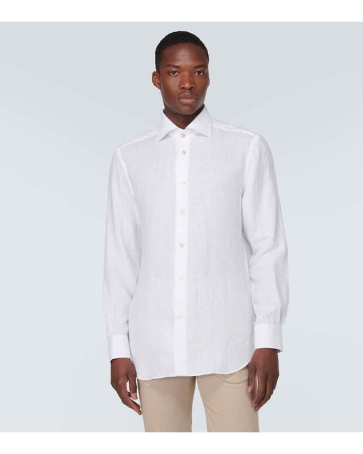 Camicia in lino di Kiton in White da Uomo