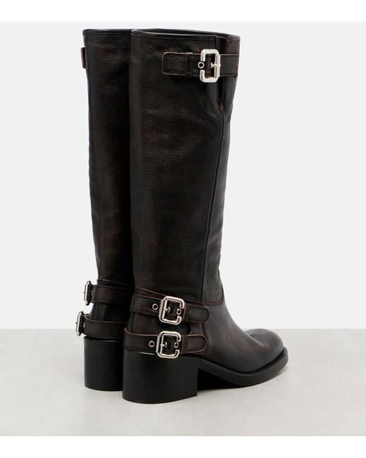 Chloé Black Dakota Leather Knee-High Biker Boots