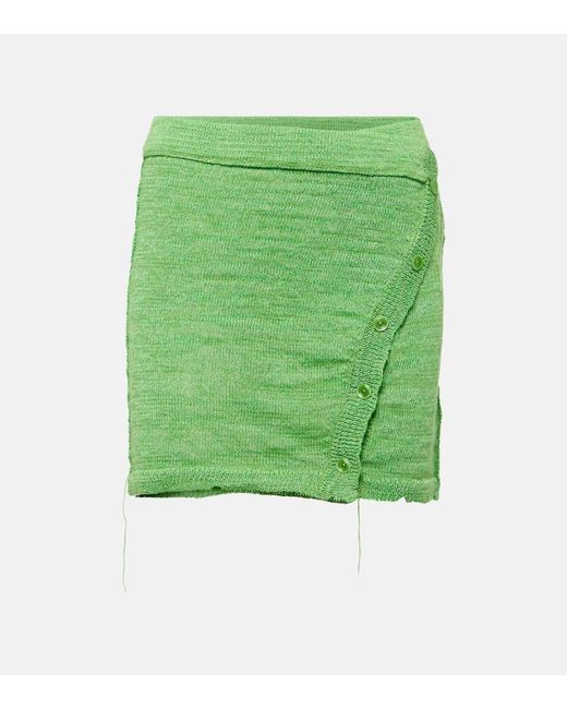 Minigonna in misto lino di Acne in Green