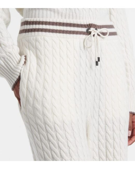 Brunello Cucinelli White Weite Hose Aus Kaschmir
