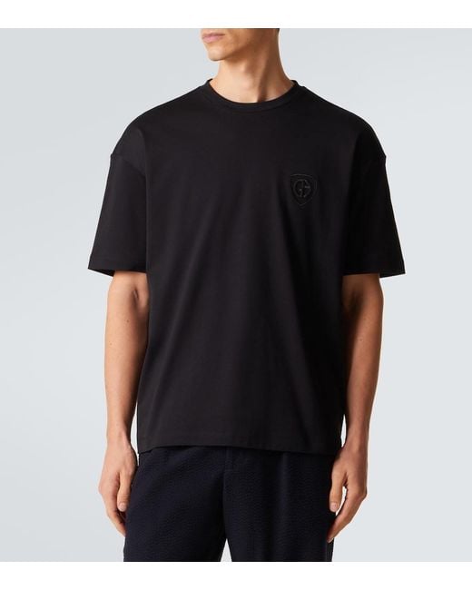 Giorgio Armani Black Cotton Jersey T-Shirt for men