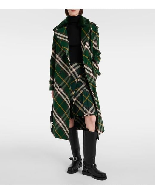 Gabardina de Kensington con patrón de verificación Burberry de color Green