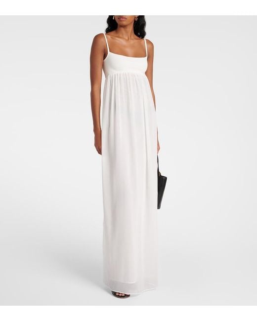 Jacquemus White Peplo Jersey And Muslin Maxi Dress