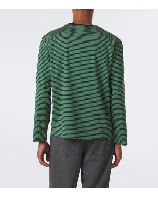 Miu Miu Green Striped Cotton Jersey T-Shirt for men
