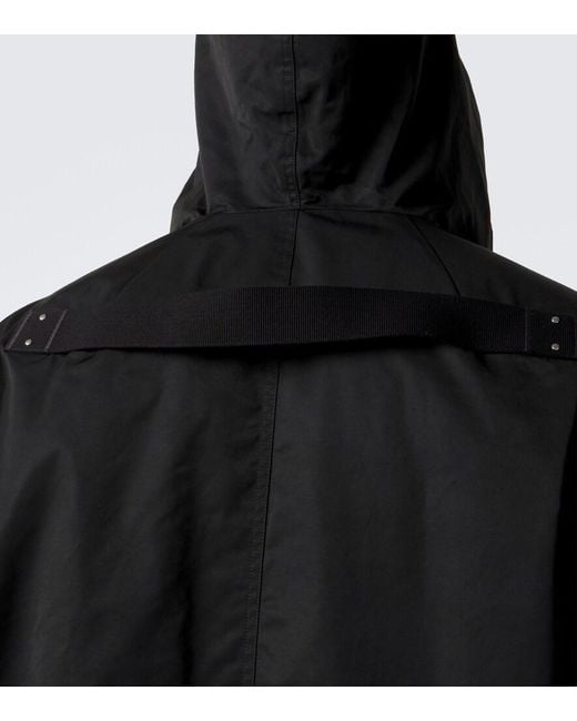 Rick Owens Black Mac Hooded Coat for men