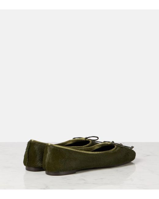 Khaite Green Charlotte Calf Hair Ballet Flats