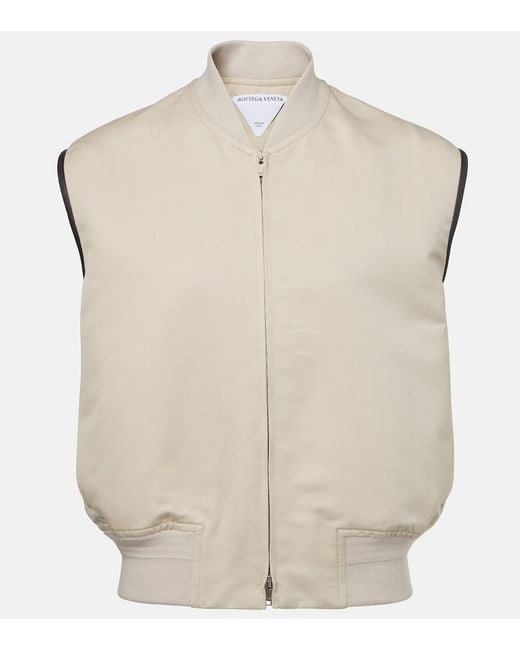 Bottega Veneta Natural Leather-Trimmed Cotton And Silk Vest