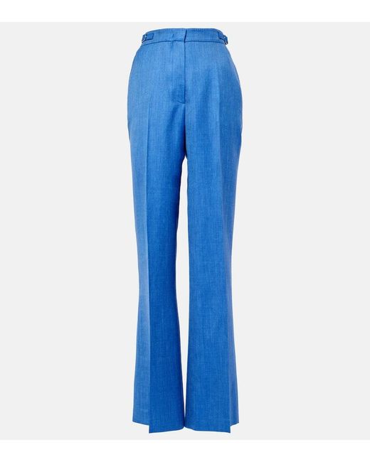 Pantalones flared Vesta de lana, seda y lino Gabriela Hearst de color Blue
