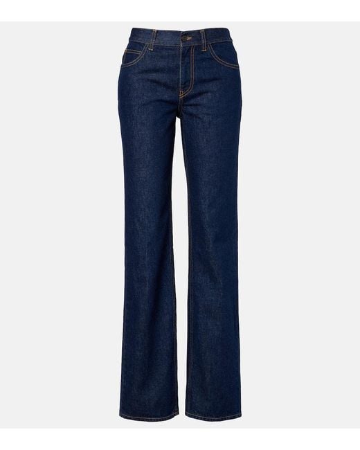 Jean Droit Carlyl A Taille Mi-Haute The Row en coloris Blue