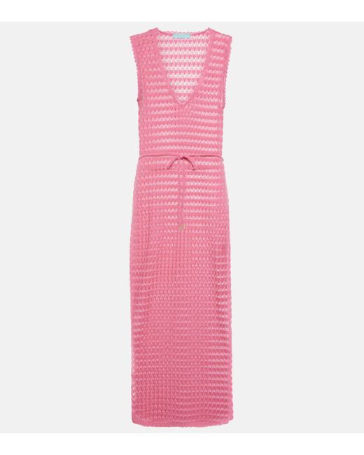 Melissa Odabash Pink Annabel Open-knit Midi Dress