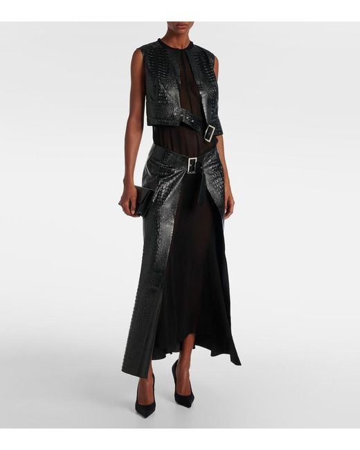 Junya Watanabe Black Snake-Effect Midi Dress