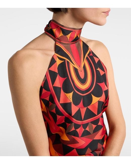 Emilio Pucci Red Manuba Silk Twill Top