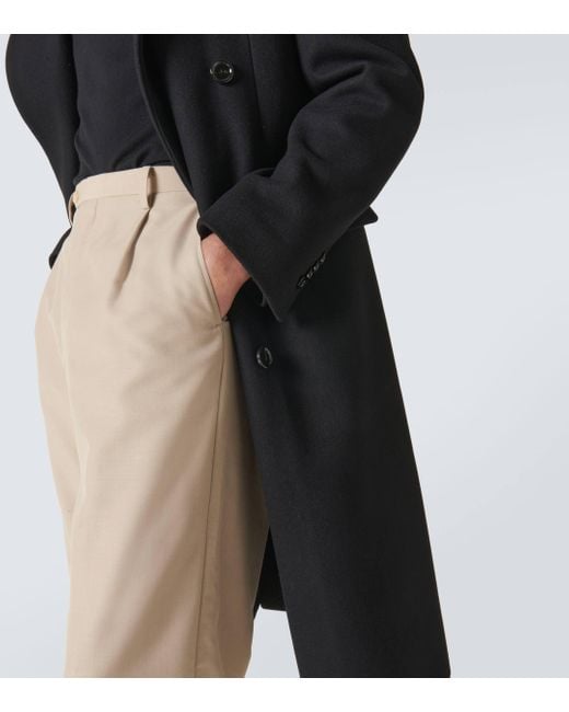 Lardini Black Double-breasted Wool-blend Overcoat for men